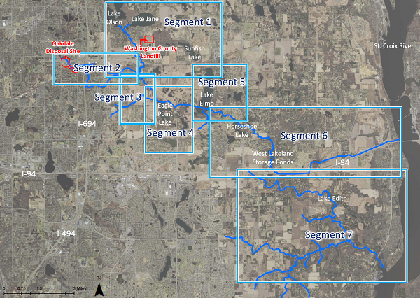 Map outlining locations of Focused Investigation Segments 1-7. PDFs with corresponding reports for each segment below image.