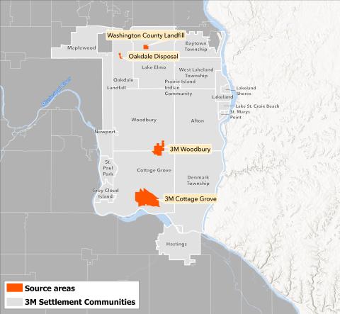Map of communities in the Twin Cities east metro area with projects for safe, sustainable drinking water